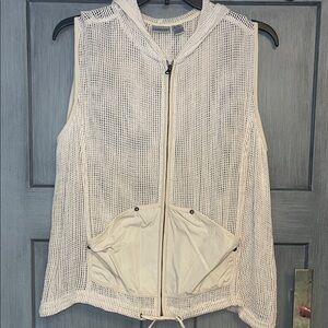 Chico's Cream Mesh Hooded Vest